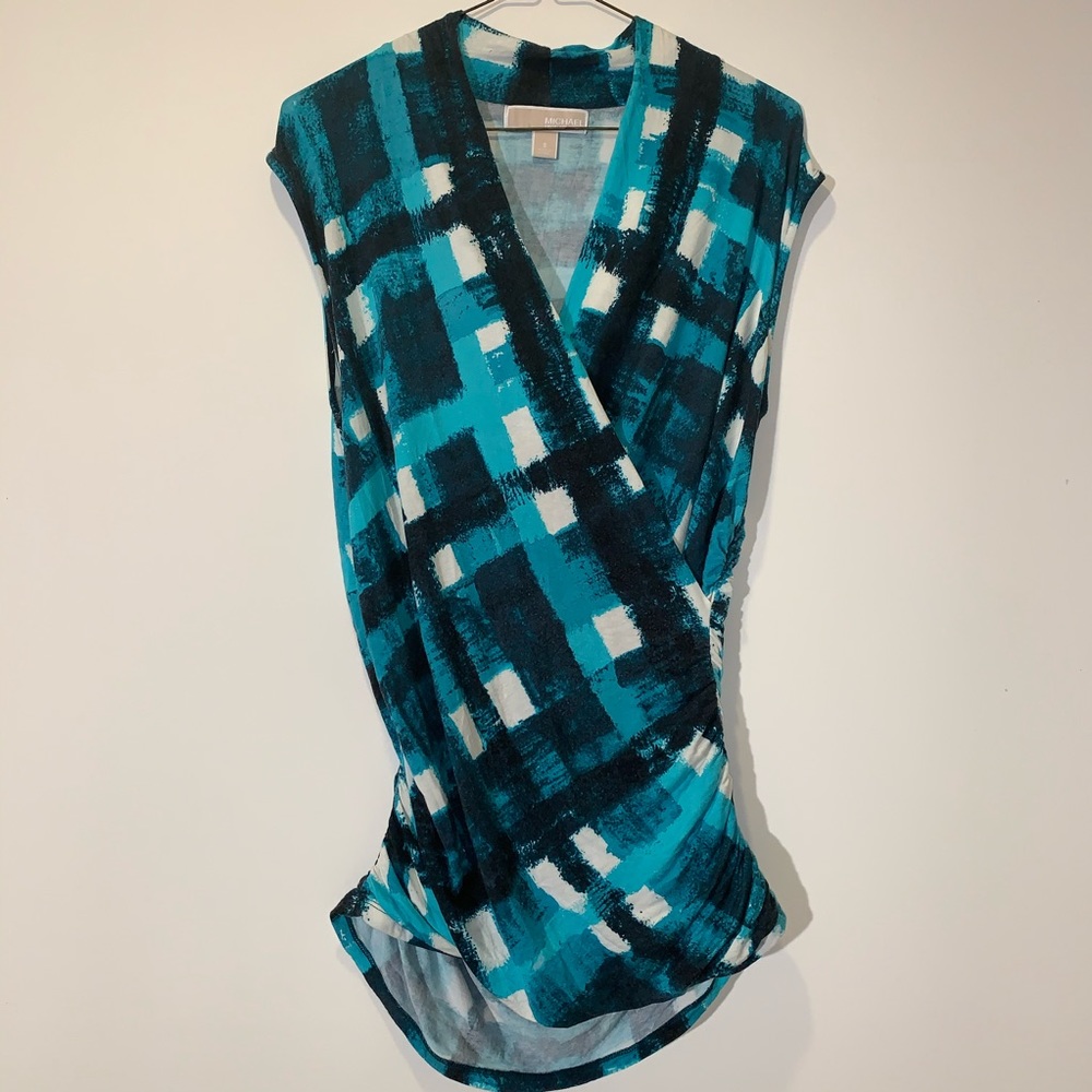 Michael Kors Turquoise Faux Wrap Blouse